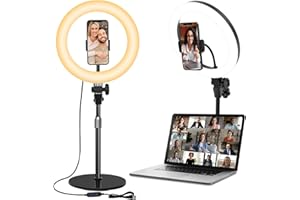 YARRASHOP Desk Ring Light for Zoom Meetings-10.5'' Selfie Ring Light with Stand and Phone Holder for Laptop, Desktop Computer Ring Light for Makeup/Video Recording/video calls/Live Streaming