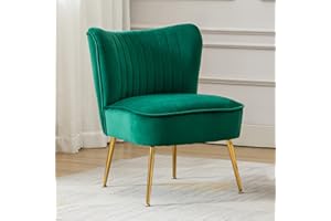 ‎WAHSON OFFICE CHAIRS Wahson Samt Sessel Wohnzimmer moderner Loungesessel Geplosterter Ohrensessel mit goldenen Metallbeine für Wohnzimmer/Schlafzimmer, Grün