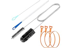 Awgssifum Drain Cleaner Spiral, Drain Snake, 200CM Double Head Pipe Cleaning Brush, Stainless Steel Duct Cleaner, Drain Brush, Drain Cleaner Sticks for Pipes Narrow Drain 6 Pack