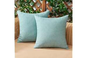 Woaboy Lot de 2 Housse de Coussin Imperméables Taies d'oreiller en Lin Extérieur Canapé Housse de Coussin de Jardin Décoratif pour Salon Chambre 2 Pièces Cyan 40x40cm
