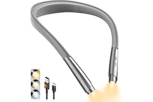 enclize Hals Leselampe Buch Wiederaufladbar, Leselicht für Buch im Bett, 3 Helligkeitsstufen, Leichtes, komfortables Design, Langlebig, Leselampe Hals Perfekt zum Stricken, Basteln, Camping (Grau)