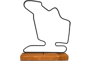 GENERICO Modèle de circuit de F1, Statue de circuit de Formule 1, Idée de cadeau pour un fan de Formule 1, Fil de circuit de F1 sur base en bois 20cm