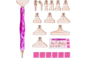 bolukets Diamond Zubehör Painting Stift Set, Metal Drill Pen mit Ersatz Stiftköpfen, 5D Drill Pen, Ergonomischer Painting Zubehör mit 45° Gewinde Metall Stifte Werkzeuge für Diamant Malerei