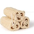 DELFINO Natural Loofah, 100% Organic Shower Loofah Sponge Exfoliating Loufa Sponge, Bath Body Scrubbers for Removing Dead Skin, No Bleaching & Eco Friendly Skin Care - 3 luffa Pack
