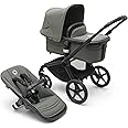 Bugaboo Fox 5 All-Terrain Stroller, 2-in-1 Baby Pushchair, Full Suspension, Easy Fold, Spacious Bassinet, Extendable Toddler Seat, One-Handed Manoeuvrability, Black Chassis and Forest Green Sun Canopy