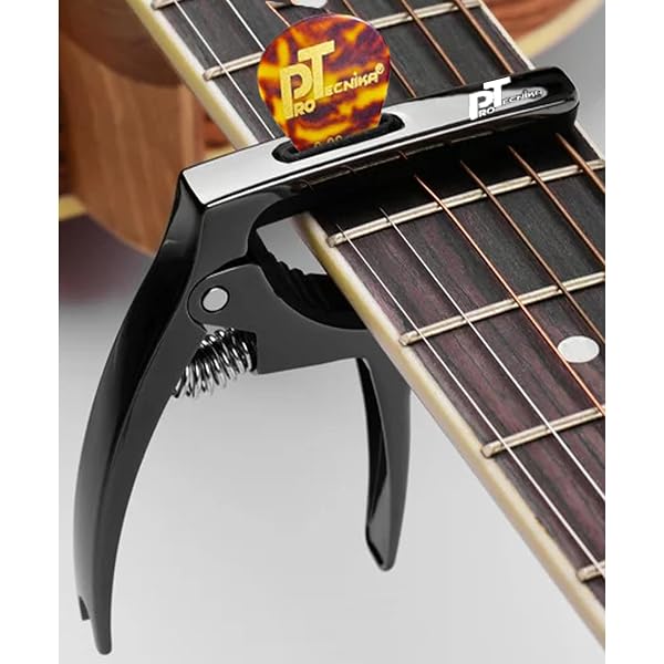 Tracolla Regolabile Tracolla Per Chitarra In Cotone Nero Regolabile - Con Plettri, Adattatore E Chiusure Basso Elettrico - 4