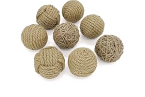 LORIGUN Dekoracyjne Kulki do Misek Centralnych, Dekoracyjne Wypełniacze do Misek do Ciasta Orbs do Wystroju Domu, Dekoracyjne Kule z Juty, Kulki Wypełniające Wazon 8 Sztuk