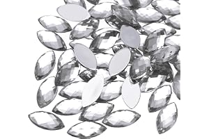 QUARKZMAN 100 st Navette-strasstenar Vit 8 x 4mm Glitterstenar Pärlor