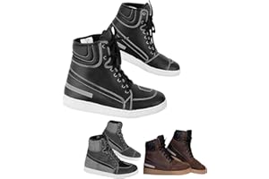 VASTER MOTO Botas de Moto de Cuero, Puntera y Talón Reforzados, Botas de Motocross Enduro para Botas de Turismo para Hombre Cordones, Suela Protectora de Espinilla de Goma Antideslizante, Aprobado CE