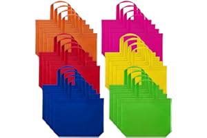 Adwikoso 24 Pcs Party Favors Bags, 6 rainbow Colors, 13 x 10.2 Inches Big Size Multifunctional Reusable Non-woven Tote Gift Bags with Handles for Birthday Favors, Shopping Bag, Rainbow party