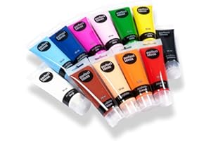 perfect ideaz Colori acrilici, Kit di Colore Acrilico colorato, 12 x 75 ml (900 ml), 12 Colori