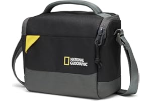 National Geographic Torba na ramię mała, torba na aparat do lustrzanek cyfrowych i bezlusterkowych z obiektywem i akcesoriami, bateriami, kablami, regulowanym paskiem, ultralekka, NG E1 2360, czarna
