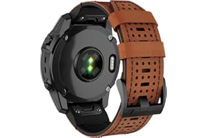 ISABAKE Leather Strap for Fenix 6X/Fenix 5X, 26mm QuickFit Watch Band for Garmin Enduro, Fenix 7X, Fenix 3, Tactix Bravo