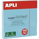 APLI 19085 - FUNNY Sticky Notes 75 x 75 mm - Pad of 100 Sheets Pastel Blue