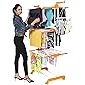 Happer Premium Double Supported 3 Layer Cloth Drying Stand with Breaking Wheels, Prince Jumbo (orange) Stainless Steel…