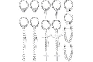 Milacolato kolczyki ze stali nierdzewnej 316L, męskie, damskie, obręcze, zwisający łańcuszek, kolczyki, punk, gotyckie, k-pop, unisex, 6 par.