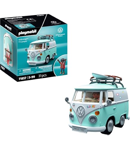 PLAYMOBIL Volkswagen T1 Bus Camping EDEKA Winter Edition II 2024 – 79 Piezas, Con Accesorios De Invierno, Para Niños De 5 A 99 Años