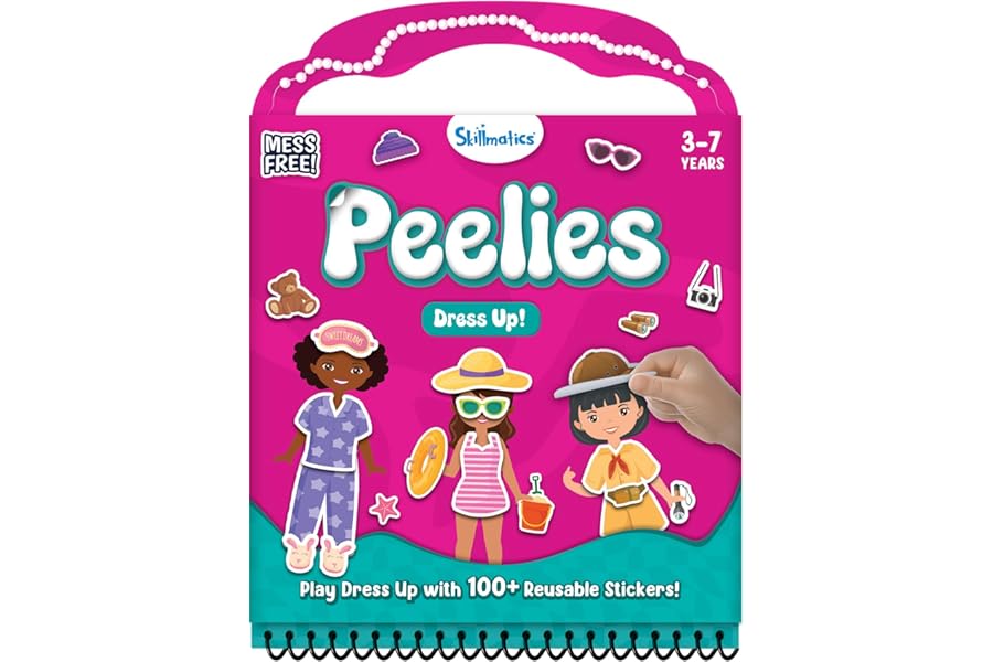 Skillmatics Reusable Sticker Activity Book - Peelies, 100+ Reusable Cling Stickers, 6 Pictures, Mess-Free Fun for Kids, Creative Play & Travel Toy, Gifts for Ages 3, 4, 5, 6, 7