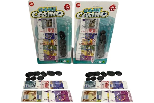 Argent Jouet Billets et Pièces Euro Set 2 Blister Argent Billets Pièces Jouet Argent Argent Argent et Pièces en Euro pour Jouer Jeu Faux Argent pour Enfants et Jeux de Société de Table