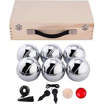 Engelhart – Jeu De Pétanque Triplette, 6 Boules (3 Noires Mates + 3 Chromées), 74 Mm, 720 G, Sac Nylon, Cordon Et Cochonnet Inclus