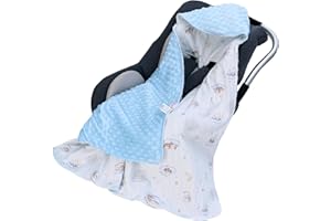 ‎AMO NENES amo nenes Baby Einschlagdecke 100% Baumwolle, Universal Einschlagdecke Babyschale 90 x 90cm, Alle Jahreszeiten (Tier)