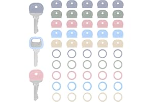 Lnngub 50 Stück Schlüsselkappen, Bunter Silikon Schlüsselabdeckungen 25 Runde Schlüsselkappen + 25 Halbrunde Schlüsselkappen Set 5 Farben Schlüsselkennzeichnung Set zur Schlüsselidentifikation