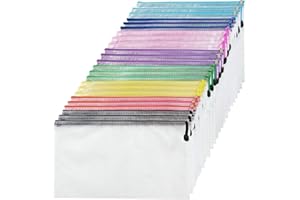 NORTHERN BROTHERS 24PCS Plastic Wallets - A4 Plastic Folders Zip Wallet Ziplock Bags Zip Folder Zipper Bag (8 Colours)