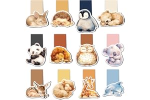12 Stück Lesezeichen Magnetisch, Tixlux Lesezeichen Magnetisch im schlafenden Tierstil für Kinder, Lehrer, Studenten, Buchliebhaber, liebe kleine Tierfans
