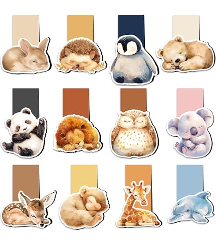 Lot De 20 Marque-pages Magnétiques Animaux - Pour Livres, Frigo, Bureau, Enfants Et Adultes - 8