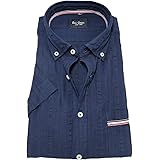 Ben Green Short-Sleeved Shirt Regular Fit Dark Blue Crash Structure with Chest Pocket Size L-5XL