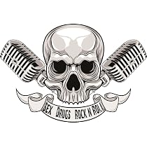 Musik Skull Aufkleber Sticker Sex Drugs Rock n Roll Bands Skull ...
