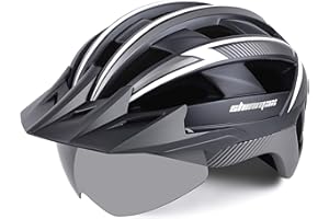 Shinmax Casco Bicicleta Adulto Casco Bici con LED Luz Recargable USB Casco MTB con Visera Desmontable Gafas Magnética Protectora UV Casco de Bicicleta para Mujer Hombre 57-62cm NR-032