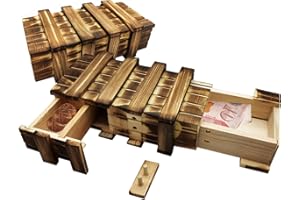 Confezione regalo in legno Nizirioo, 2 pezzi, scatola regalo magica per regali in denaro, con 2 scomparti sicuri, grande enigma per regali in denaro, buoni, gioielli, gioco d'azzardo