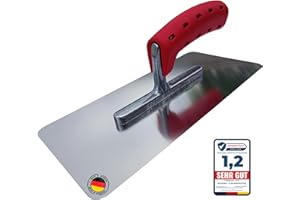 BACHSAM® Made in Germany Hochwertige Edelstahl Glättekelle 280mm x 130mm mit Softgriff/ergonomischer Griff zum Verputzen, Glätten, Spachteln. Glättscheibe - Traufel, BACST230