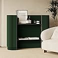 Modern Reception Desk,Retail Checkout Counter Desk Receptionist Table,Front Office Desk,Curved Portable Check Out Stand for Craft Shows,Display Rack,for Small Spaces,Bar,Store,Hotel,Lobby(Green)