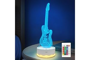 Anywin Electric Guitar Gifts for Guitar Players,Guitar 3D Illusion Lamp with Remote Control & Timer & Dimmer for Home Decor, Gifts for Birthday, Christmas, Granduate for Boys Girls Teens