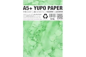 Punkcards - Yupo Paper - Alcohol Inks - Yupo Paper A5 - Alcohol Ink Art Paper - for Artists and Painters - 30 Sheets - 115gsm - A5+ - 160mm x 225mm