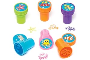 Baker Ross Timbrini con Inchiostro Incorporato Vita Marina (confezione da 10) perfetti per bambini per decorare biglietti, lavoretti, lettere, ideali per la casa. la scuola, gruppi e altro