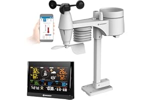 Bresser Station météo Wi-Fi Comfort avec capteur professionnel 7 en 1 et écran couleur moderne Noir