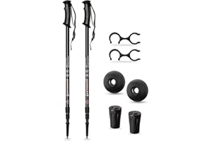 SEGORBINA DE BASTONES SB - Bastones Trekking Palos Senderismo telescópicos Aluminio 65-135cm antichoque para Viaje, Caminar, Trail, Alpinismo Niño, Mujer, Hombre