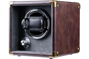 Mcbazel Boîte de Remontoir Automatique pour Montre Unique - Rotation Bidirectionnelle Silencieuse en Cuir PU - 5 Modes avec Éclairage LED - Boîte de Rangement