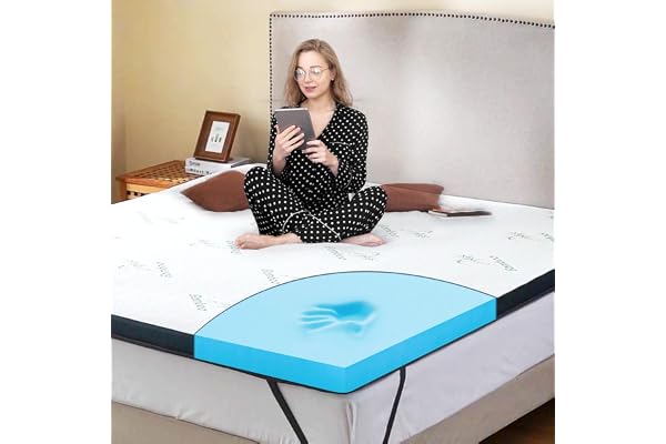 MKS.® topper 100 x 200 cm H3, 7 cm tjock gel-minnesskumstopper, halkskyddande madrasstopper med bambuöverdrag, viskoelastisk topper, med avtagbart och tvättbart överdrag