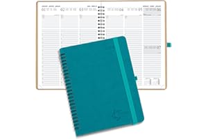 FASOOD Agenda 2024 Semainier A5, Agenda Journalier 12 Mois: Janvier 2024 à Décembre 2024, Agenda Scolaire Couverture en PU Cuir, Avec Passant pour Stylo, Bleu