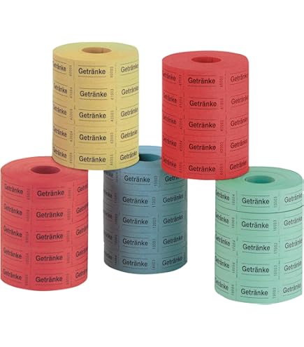 250 Verzehrkarten 10€ Wert - 5 Blöcke à 50 Blatt ROT | Abstreich-Wertmarken