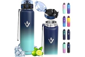 VIKASTAR Vikaster Borraccia Termica, 500ml Senza BPA, Thermos per Bevande Calde, Senza Perdite, Borraccia Bambini, Acciaio Inox, Borraccia per Adulto, Scuola, Palestra, Ciclismo