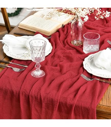 KAHEIGN 12x Satin-Tischläufer 30x275 Cm – Rot, Für Hochzeit, Party & Festliche Tischdeko