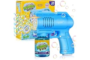 FORMIZON Pistola Bolle di Sapone, Bubbles Pistola Sparabolle di Sapone 4000+/Min, Spara Bolle di Sapone Automatico con Soluzione da 130 ml, Pistola Sparabolle per Festa/Nozze (Blu)