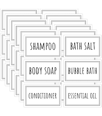 24 etichette impermeabili per sapone per mani in materiale PVC, per shampoo o bottiglie di plastica spray, stile minimalista shampoo e balsamo dispenser etichette adesive per bagno (bianco
