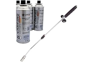 TronicXL Bruciatore per erbacce professionale + 4 X Gas Diserbante a gas per diserbanti e erbacce distruggere le erbacce da giardino, con accensione piezoelettrica, cartucce di gas butano