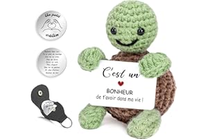 Szhhrxi Poupées de Tortue Positive en Français, Petite Tortue Positive, Tortue au Crochet avec Porte Clés, Cadeau Femme Original & Amusant, Drôle Cadeaux pour Enfant Couple Collègue (Tortue)